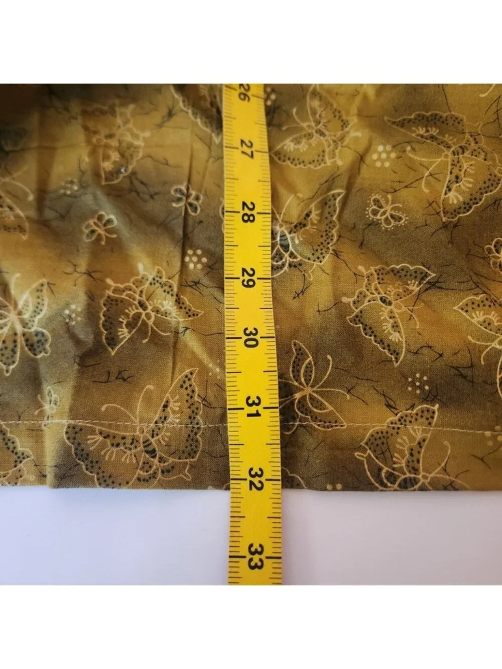 Handmade Butterfly Floral Bib Apron Green Yellow Pockets Adjustable Neck Tie